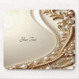 Mousepad Tapete de Mouse Floral Ornamentado em Ouro Elegant