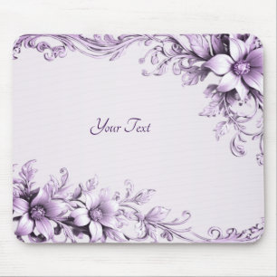 Mousepad Tapete de Mouse Flores Roxas Elegantes