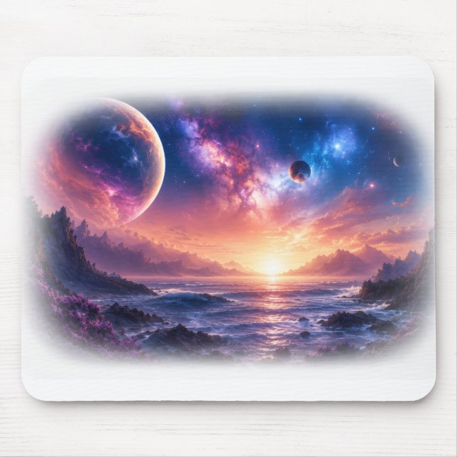 Mousepad Tapete de Mouse Galáxia Horizonte Celestial (Frente)