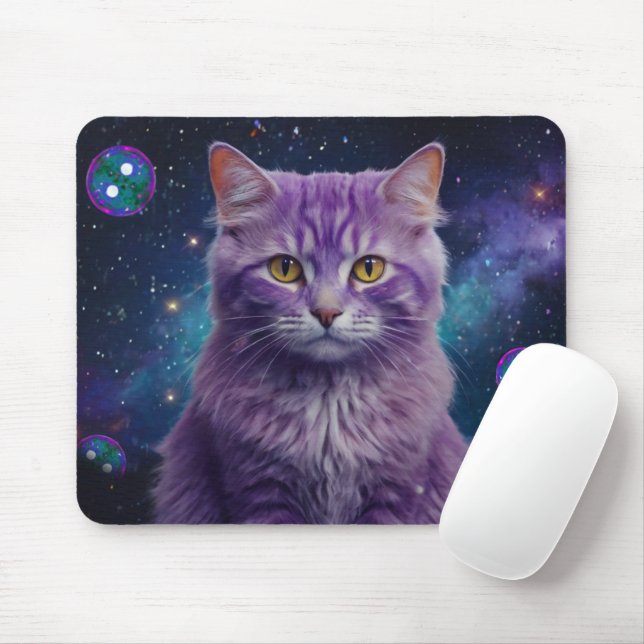 Mousepad Tapete de Mouse Gato Roxo – Presente Perfeito para (Com mouse)