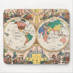 Mousepad Tapete de Mouse Mapa Mundial Vintage – Mesa de Ave