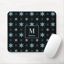 Tapete de Mouse Monograma Floral Geométrico Azul M