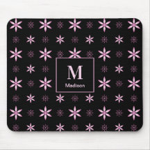 Tapete de Mouse Monograma Floral Geométrico Rosa M