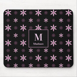 Mousepad Tapete de Mouse Monograma Floral Geométrico Rosa M
