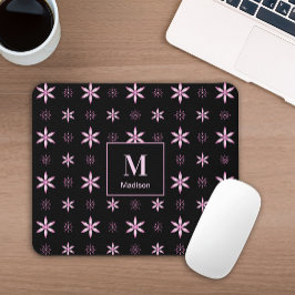 Mousepad Tapete de Mouse Monograma Floral Geométrico Rosa M