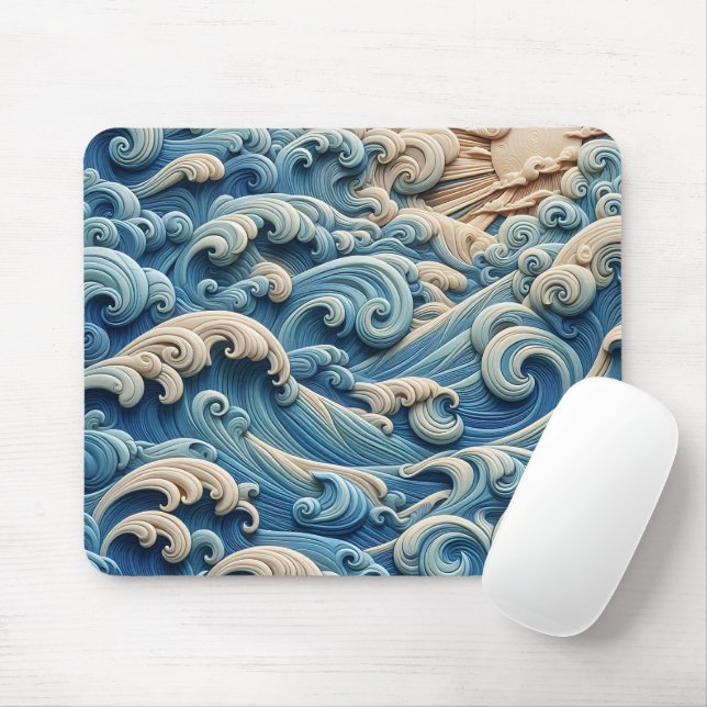 Mousepad Tapete de Mouse Ondas do Oceano (Com mouse)