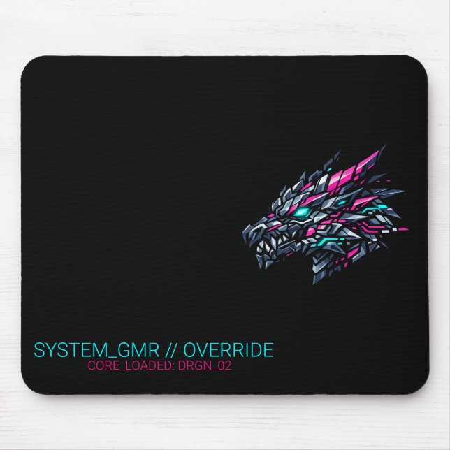 Mousepad Tapete de Mouse para Jogos Cybernetic Dragon Neon  (Frente)