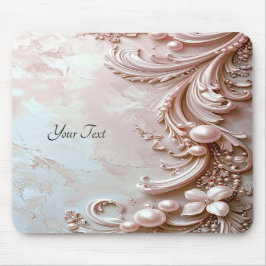 Mousepad Tapete de Mouse Pérola Ornamentada Rosa e Floral
