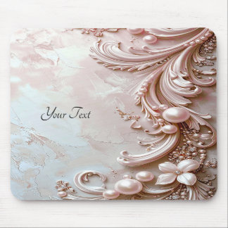 Mousepad Tapete de Mouse Pérola Ornamentada Rosa e Floral
