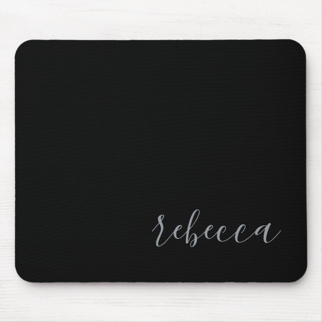 Mousepad Tapete de Mouse Preto Prateado Moderno Simples Nom (Frente)