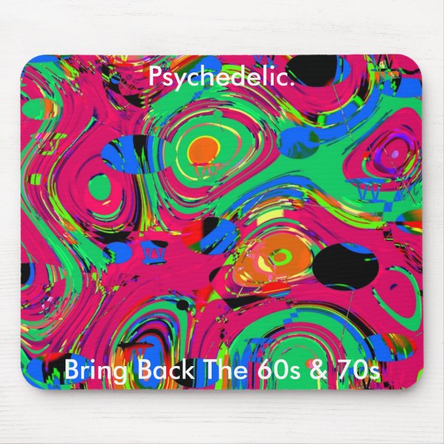 Mousepad Tapete de Mouse Psicodélico Volta aos Anos 60 70 (Frente)