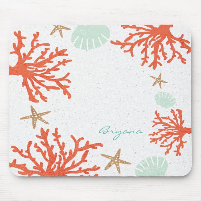 Mousepad Tapete de Mouse Recife de Coral da Praia Concha e  (Frente)
