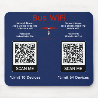 Mousepad Tapete de Mouse WiFi do Ônibus Collins Viagem de J
