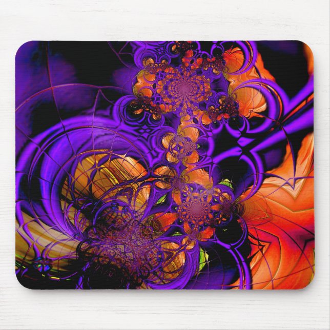Mousepad Tapete de Rato Abstrato Metal Roxo Laranja Crochê  (Frente)