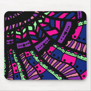 Mousepad Tapete de rato, arte abstrata de rabiscos, rosa qu