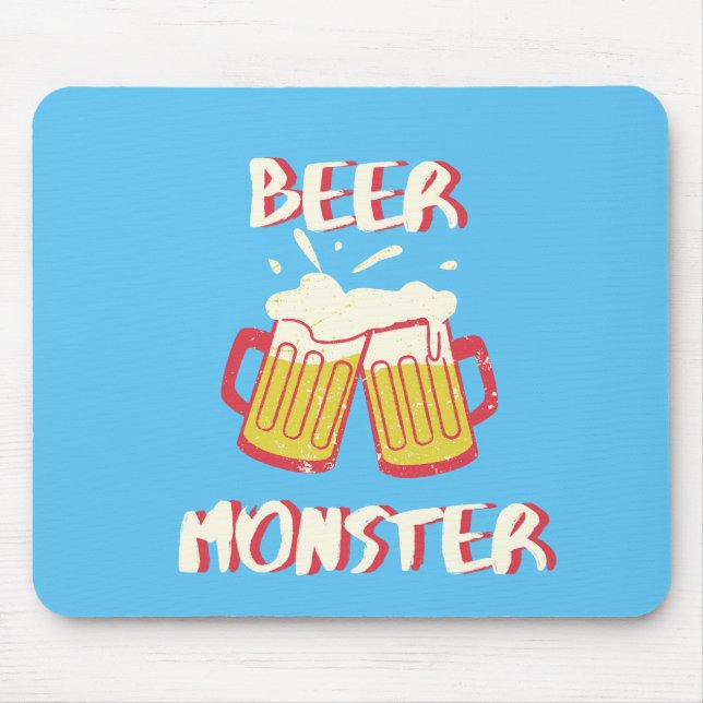 Mousepad Tapete de Rato Beer Monster | Fundo Azul (Frente)