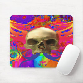 Mousepad Tapete de Rato Borboleta de Caveira Colorida