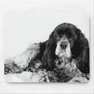Mousepad Tapete de Rato Cocker Spaniel Preto e Branco