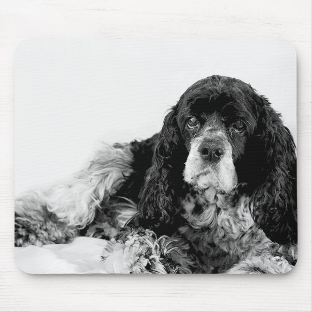 Mousepad Tapete de Rato Cocker Spaniel Preto e Branco (Frente)