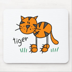Mousepad Tapete de Rato com Figura de Tigre em Stick Figure