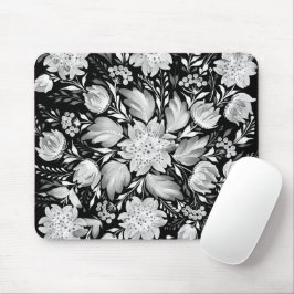 Mousepad Tapete de Rato de Arte Popular Preto e Branco Mono
