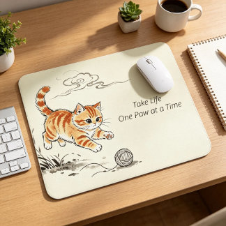Mousepad Tapete de Rato de Gato Simples com Tinta Oriental