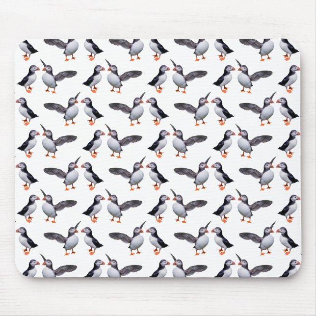 Mousepad Tapete de Rato Frenesi do Papagaio-do-mar (Branco) (Frente)