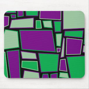 Mousepad Tapete de rato, quadrados abstratos, roxo, verdes