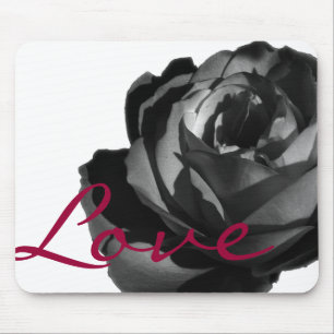 Mousepad Tapete de rato Rosa Negra Amor Vermelho Florido Mo