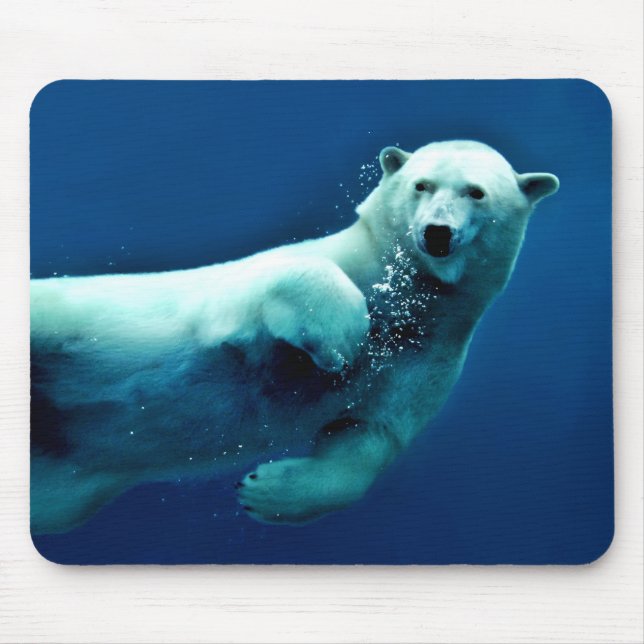 Mousepad Tapete de Rato Urso Polar Nadando (Frente)
