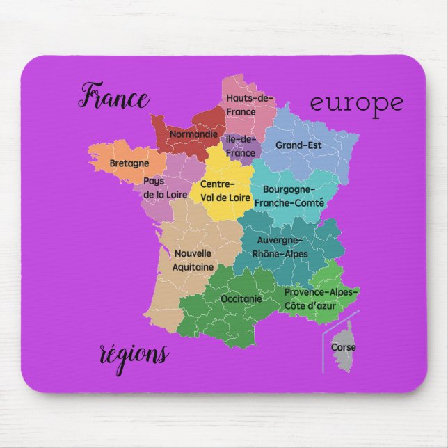 Mousepad tapete de ratos “regiões francesas " (Frente)