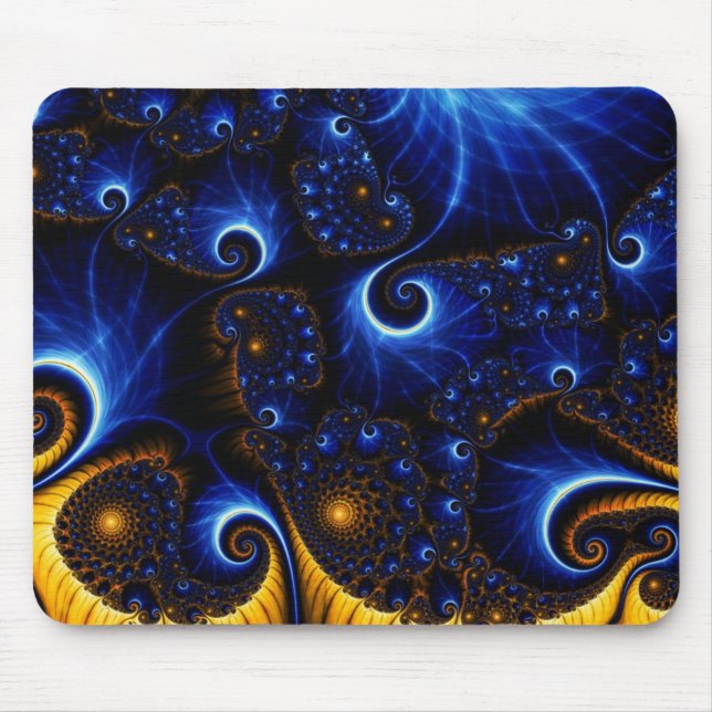 Mousepad Tapete do rato azul abstrato do céu do Fractal (Frente)