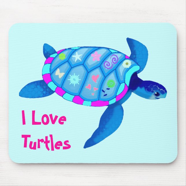 Mousepad Tapete do rato azul da tartaruga (Frente)