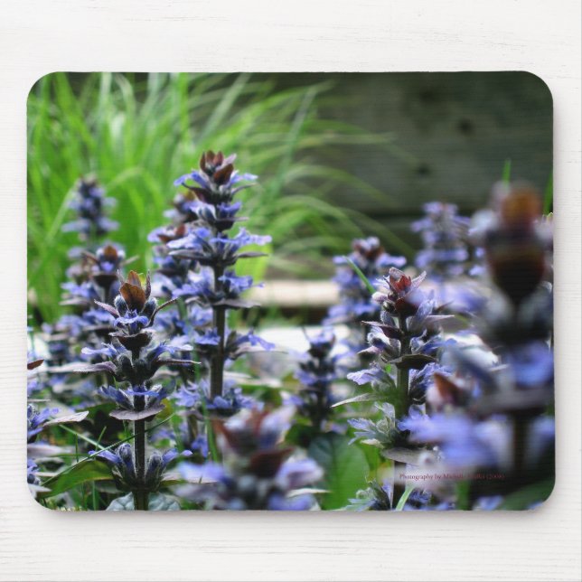 Mousepad Tapete do rato azul das flores selvagens (Frente)
