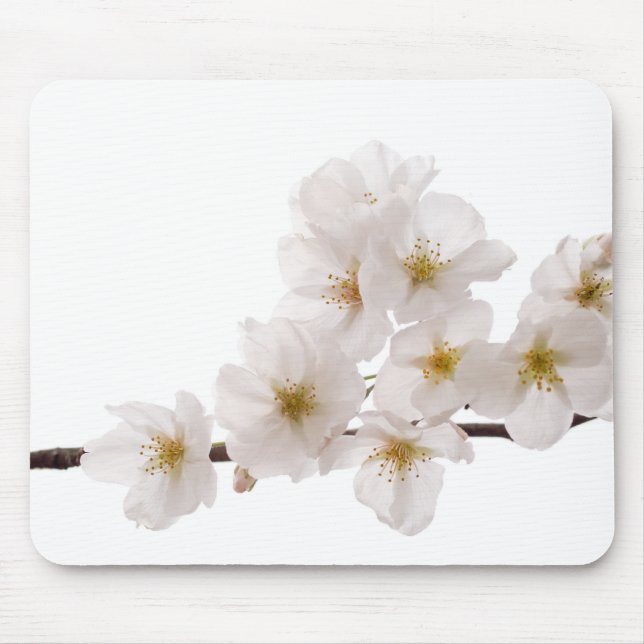 Mousepad Tapete do rato branco bonito das flores de (Frente)