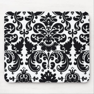 Mousepad Tapete do rato chique elegante branco preto do
