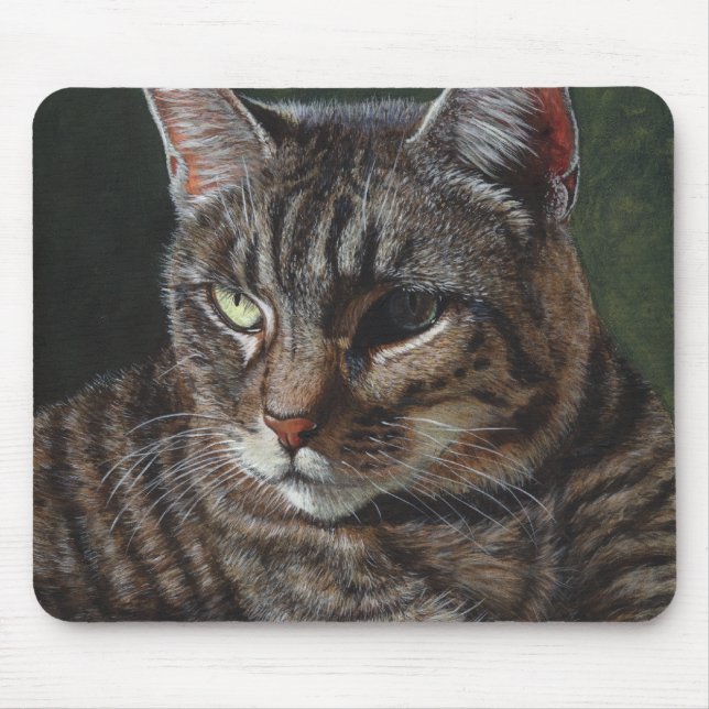 Mousepad Tapete do rato cinzento do gato de gato malhado de (Frente)