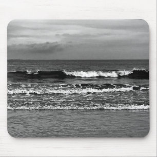 Mousepad Tapete do rato com a foto preto e branco do oceano