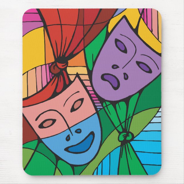 Mousepad Tapete do rato com as máscaras do teatro (Frente)