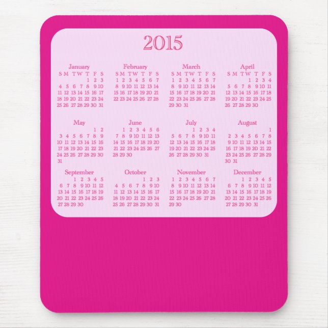 Mousepad Tapete do rato cor-de-rosa antigo de 2015 (Frente)