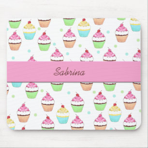 Mousepad Tapete do rato cor-de-rosa dos cupcakes