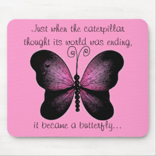 Mousepad Tapete do rato cor-de-rosa e preto da borboleta