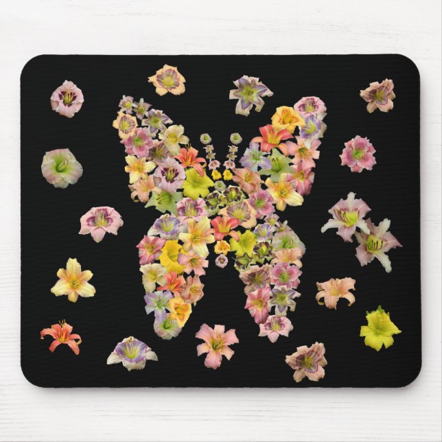 Mousepad Tapete do rato da borboleta do hemerocallis (Frente)