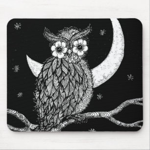 Mousepad Tapete do rato da meia-noite da coruja