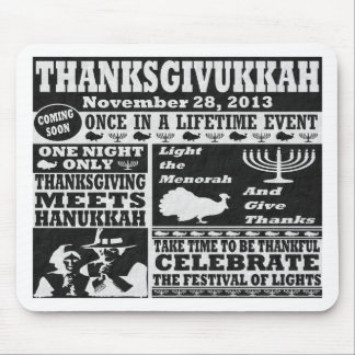 Mousepad Tapete do rato de Thanksgivukkah do vintage