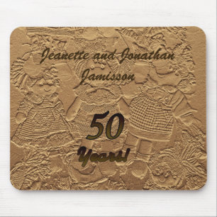 Mousepad Tapete do rato do aniversário de casamento dourad