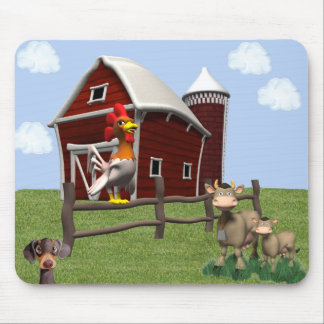 Mousepad Tapete do rato do Barnyard com vacas e cão do galo