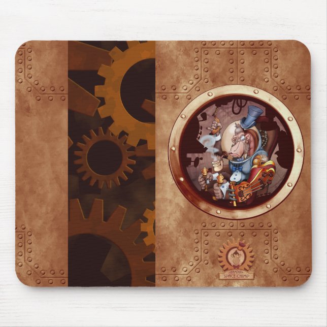 Mousepad Tapete do rato do chimpanzé do espaço de Steampunk (Frente)