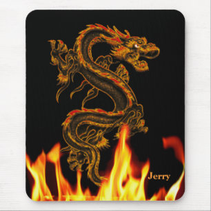 Mousepad Tapete do rato do dragão do fogo da fantasia