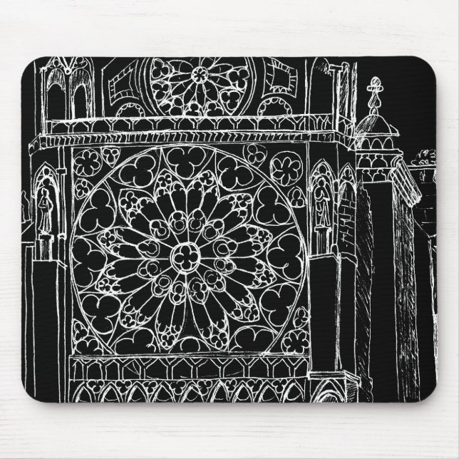 Mousepad Tapete do rato do esboço da janela cor-de-rosa (Frente)